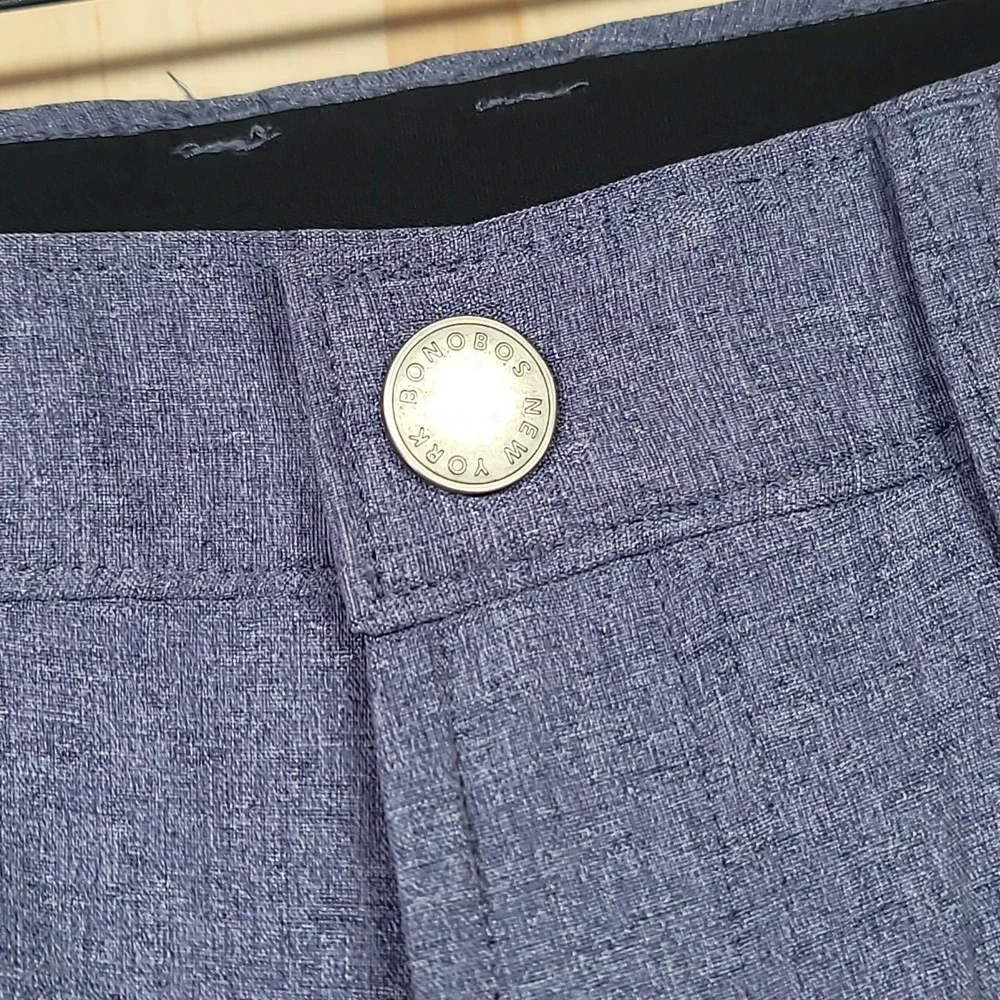 Bonobos Mens Blue Heathered Performance Tech Chinos Five Pocket Golf Pants 35